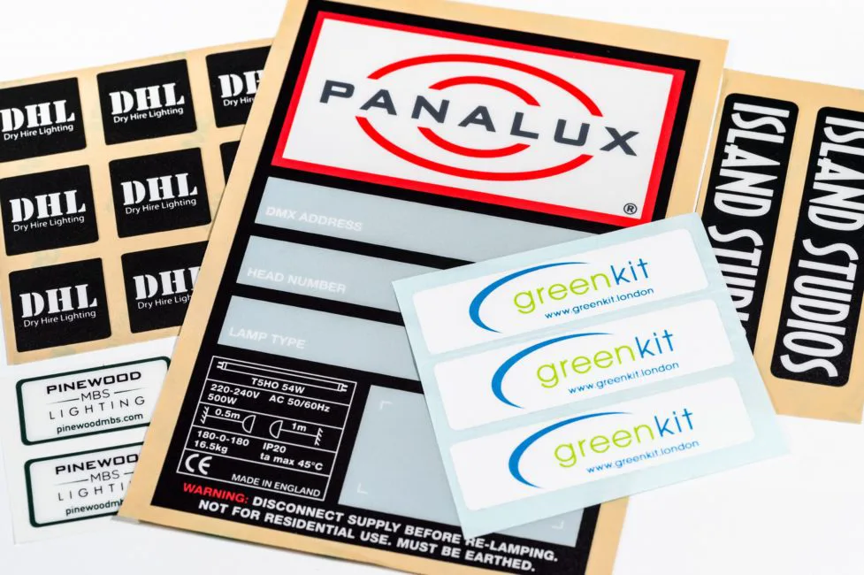 Screen printed engineering label sheets manufactured by Adcal Labels