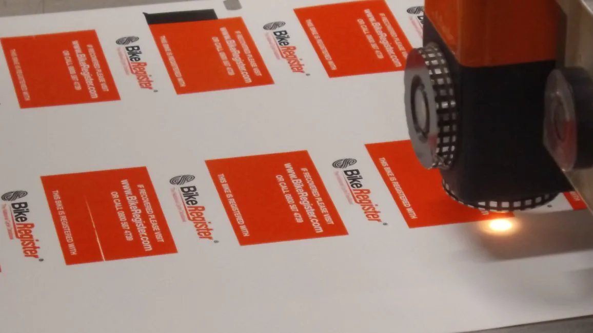Digital laser cutting of labels in production at Adcal Labels' ISO 9001 certified High Wycombe factory