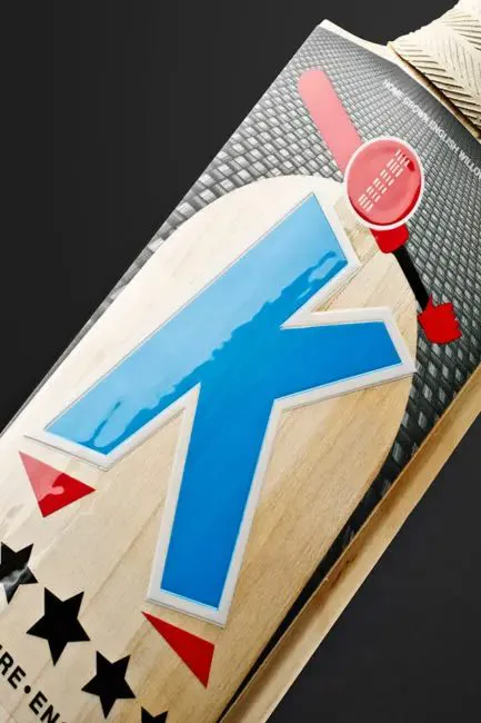 Ultra durable label on a cricket bat — the most durable labels made by Adcal